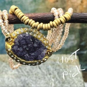 Handmade bracelet Amethyst druzy with crystals